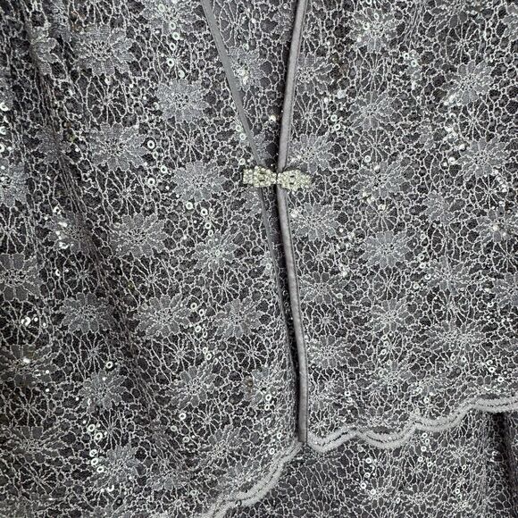 R&M Richards Mother Bride Sequin Lace 2-Piece Dress Jacket Set Purple Sz 16 Plus - Picture 5 of 12